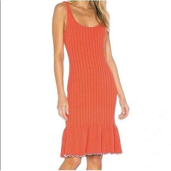 Majorelle Revolve Womens Sz Small Knit Ribbed Midi Dress Flirty Coquette Beachy - Picture 1 of 7